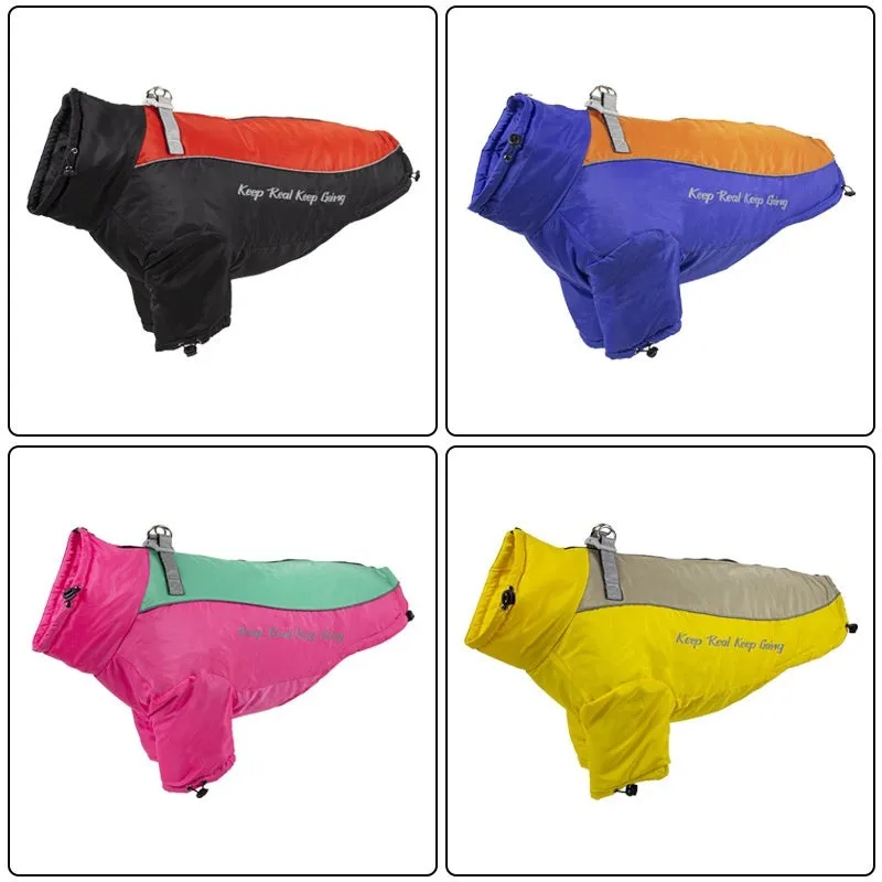 Polar fleece dog jacket with detachable liner in colour options like Black Red and Blue Orange
