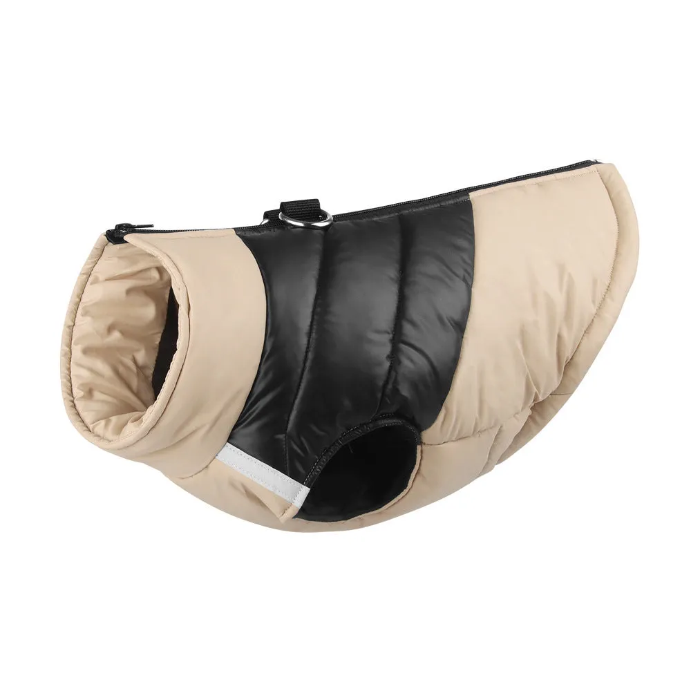 Waterproof padded dog jacket with front zipper in multiple colours for small to extra large dogs