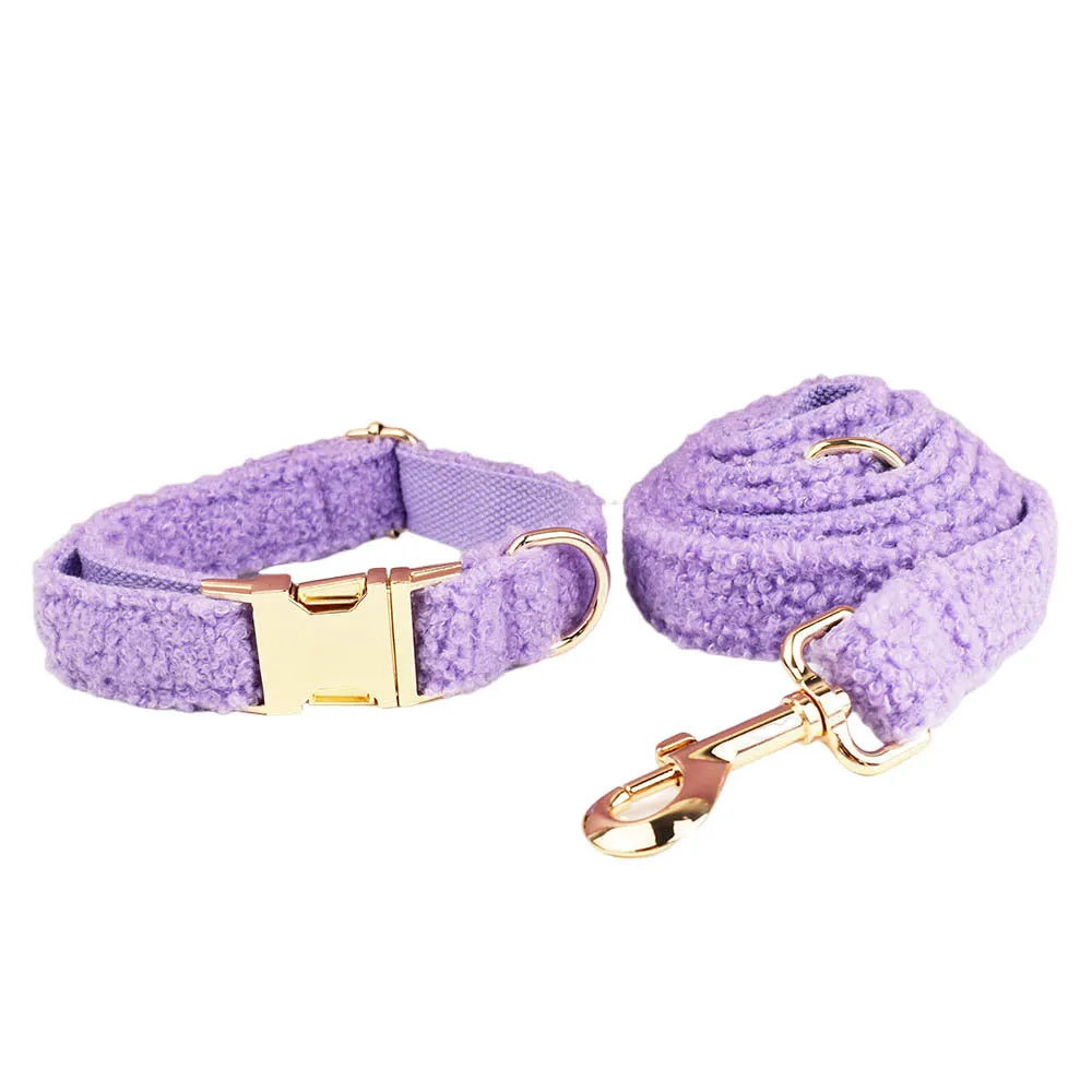 Purple fabric dog collar leash vest bow four-piece set for small dogs
