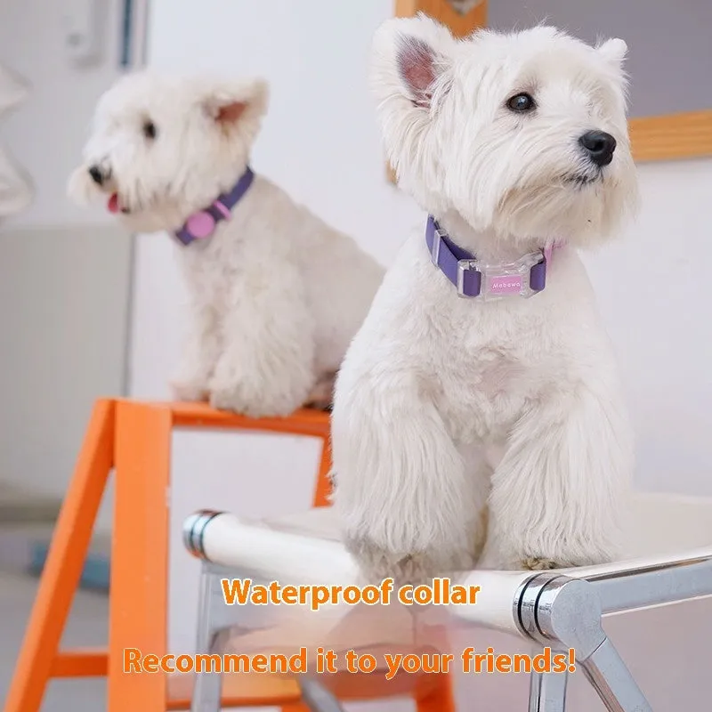 Smoky grey nylon dog collar and leash set shown with 1.5m and 2.1m rope length options.