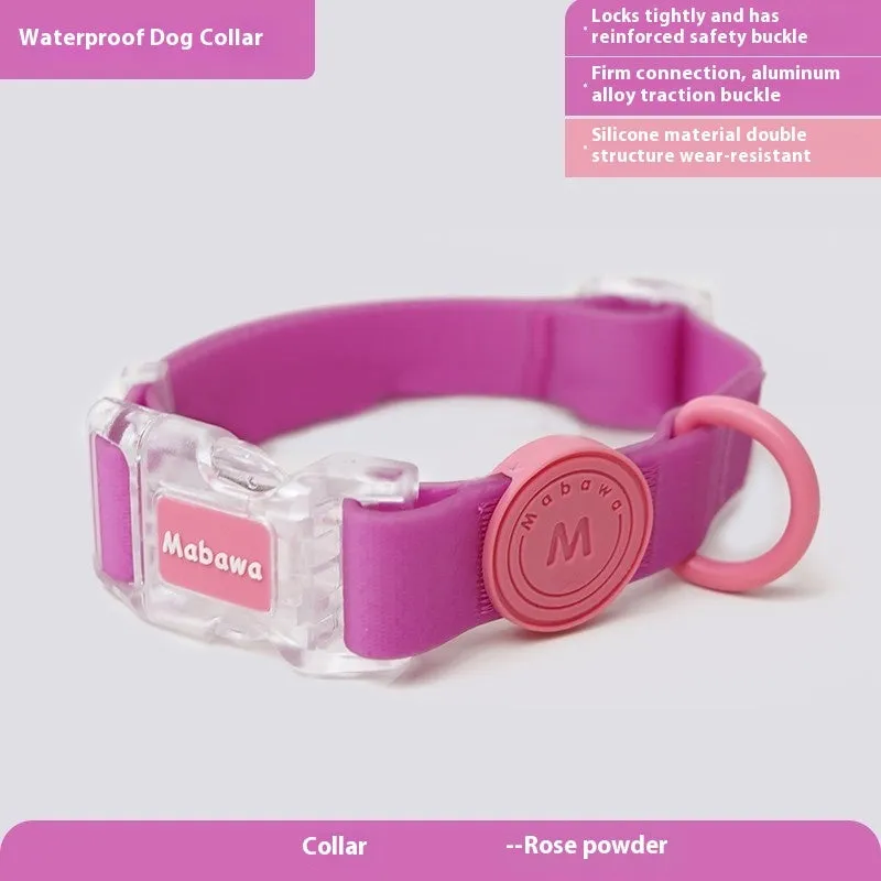 Smoky grey nylon dog collar and leash set shown with 1.5m and 2.1m rope length options.