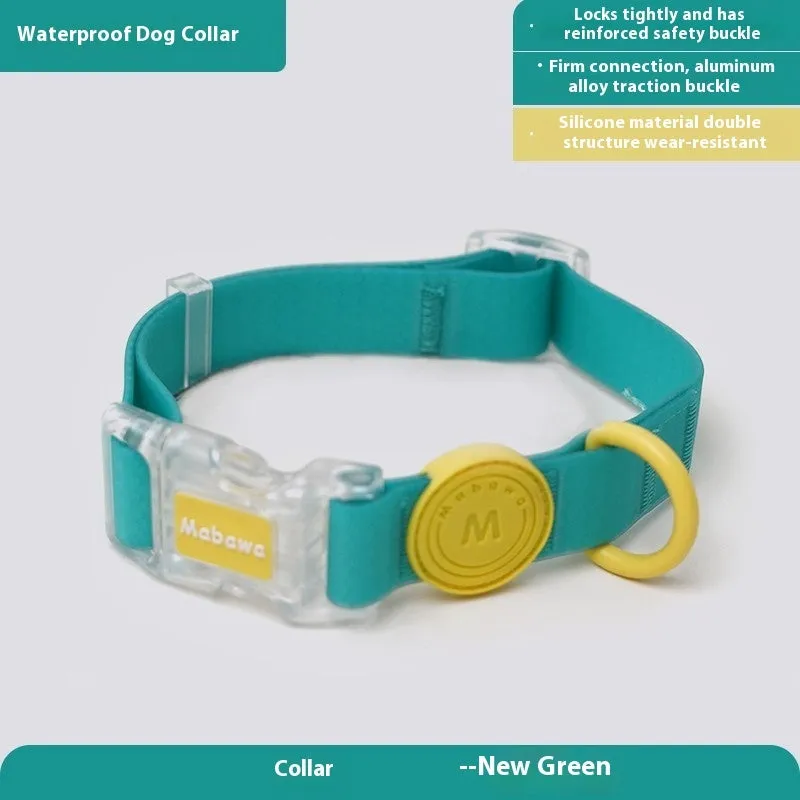 Smoky grey nylon dog collar and leash set shown with 1.5m and 2.1m rope length options.