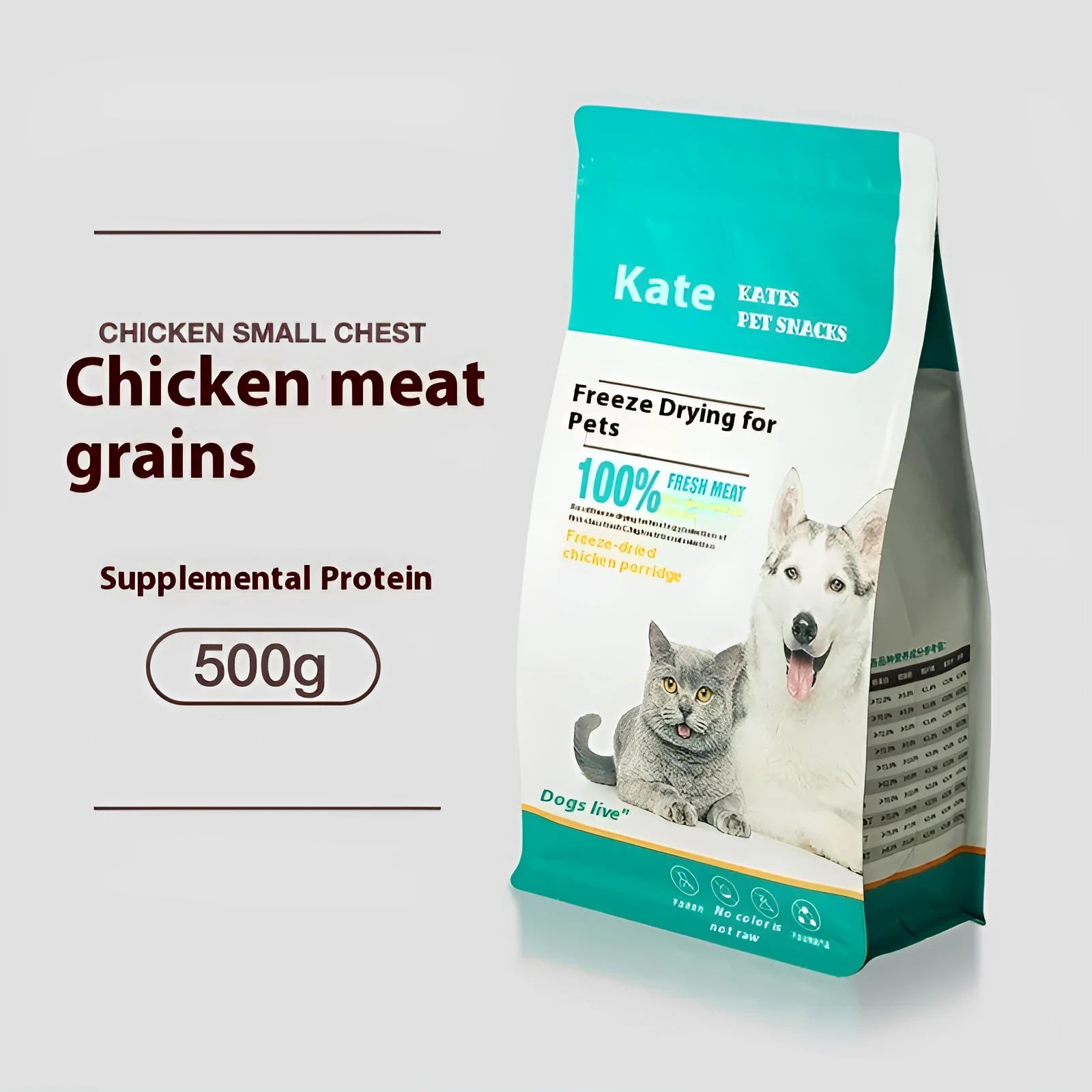 500g chicken freeze-dried cat treats in bag or barrel packaging options