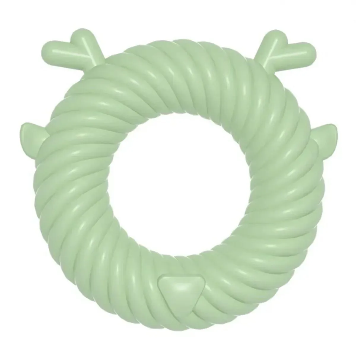 Deer-shaped TPR dog chew toy in light blue with spiral groove design for teeth cleaning.