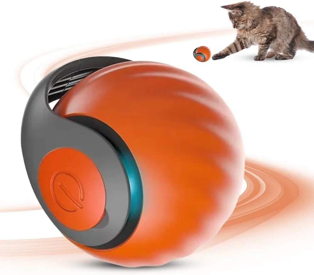 Blue interactive self-moving cat ball toy with rechargeable battery for indoor pets