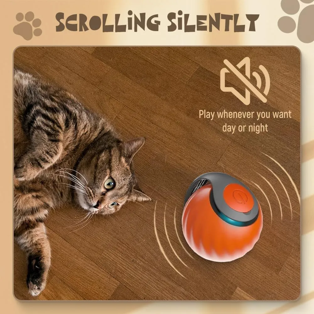 Blue interactive self-moving cat ball toy with rechargeable battery for indoor pets