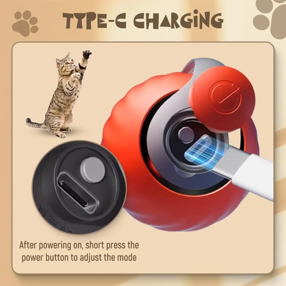 Blue interactive self-moving cat ball toy with rechargeable battery for indoor pets