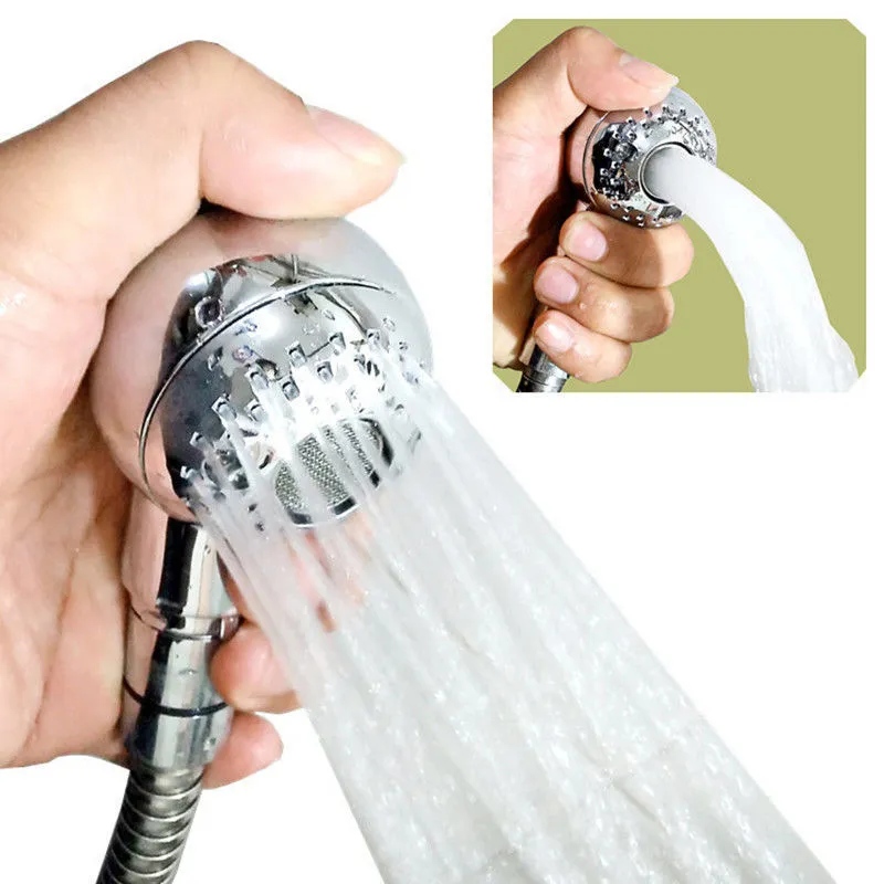 Silver handheld shower head for gentle pet and baby bathing