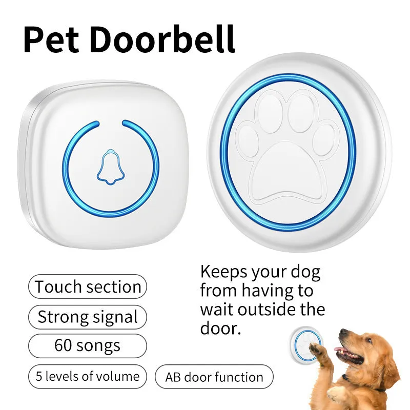 Black and white wireless waterproof pet door bell for outdoor dog training with touch operation.