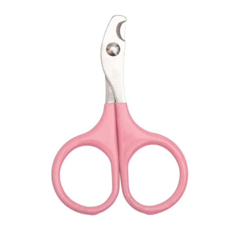 Stainless steel pet nail clippers with coloured plastic and rubber handle for dogs and cats