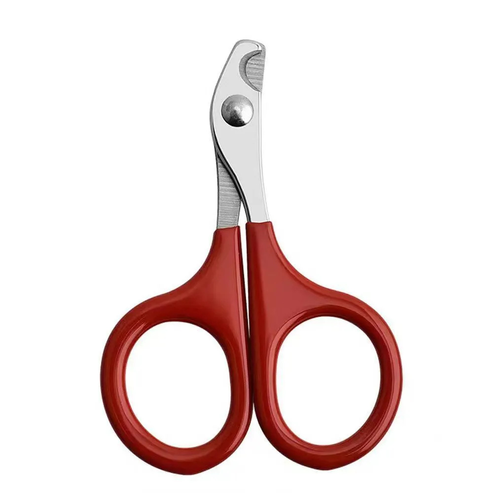 Stainless steel pet nail clippers with coloured plastic and rubber handle for dogs and cats