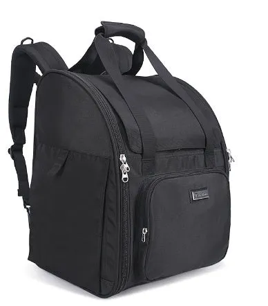 Dark blue red waterproof pet backpack carrier for small dogs or cats, shown with breathable mesh and aluminium buckle.
