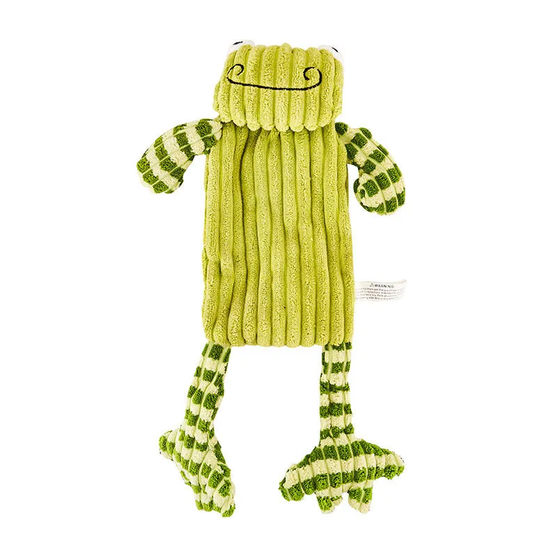 Green and orange Immortal Squeaker plush dog toy for aggressive chewers with internal squeaker