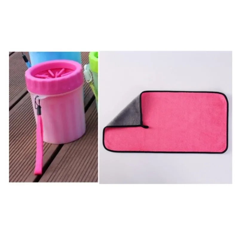 Silicone dog foot wash barrel with scrubber in blue, pink or green colours