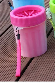 Silicone dog foot wash barrel with scrubber in blue, pink or green colours
