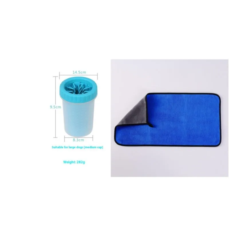 Silicone dog foot wash barrel with scrubber in blue, pink or green colours