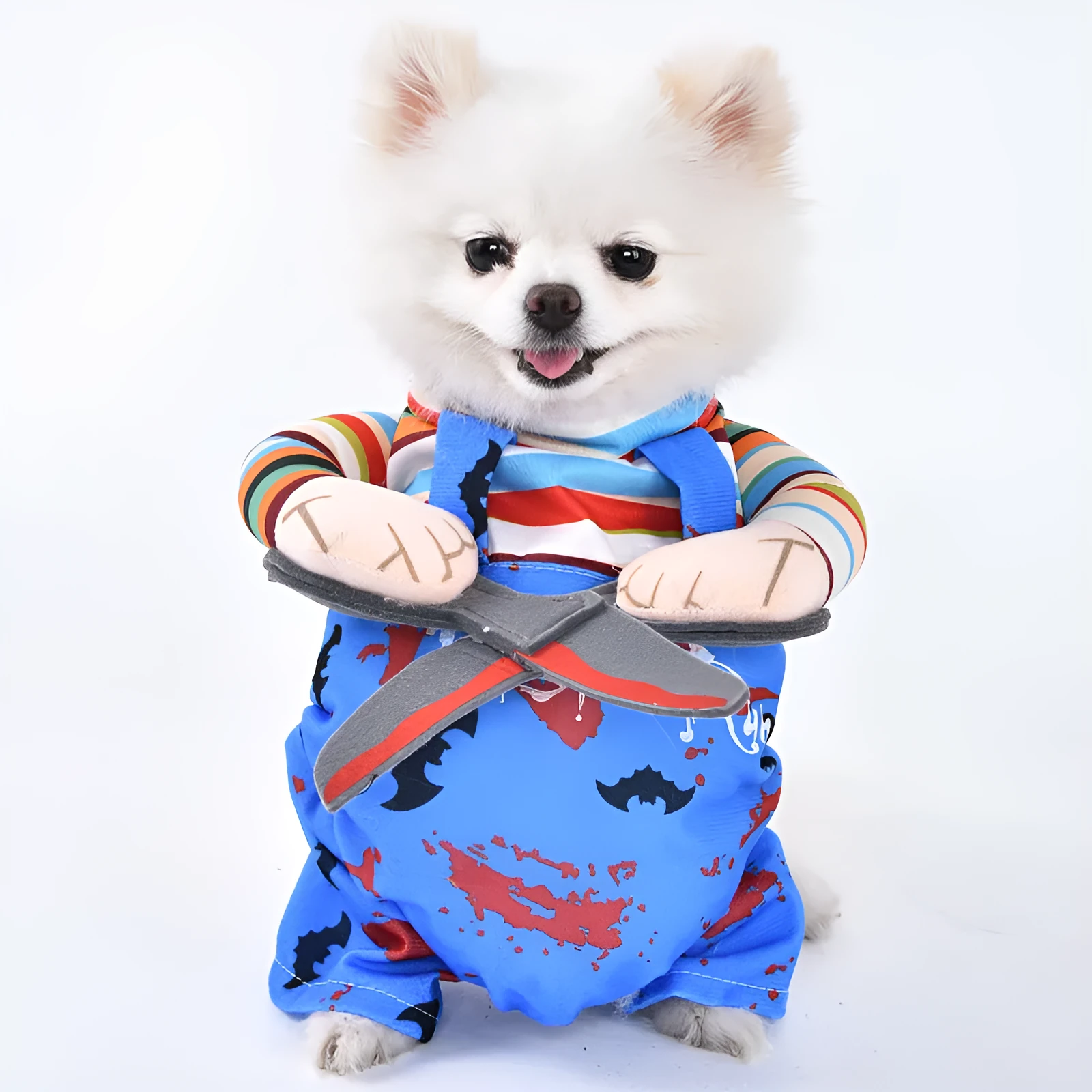 Halloween dog costume outfits including bat suit, devil costume, pumpkin pack and snowman outfit