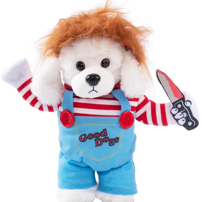 Halloween dog costume outfits including bat suit, devil costume, pumpkin pack and snowman outfit
