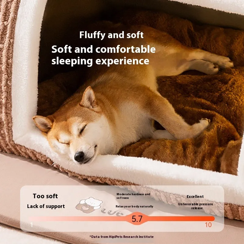Three-dimensional bear-shaped dog kennel with removable nest in multiple colour options