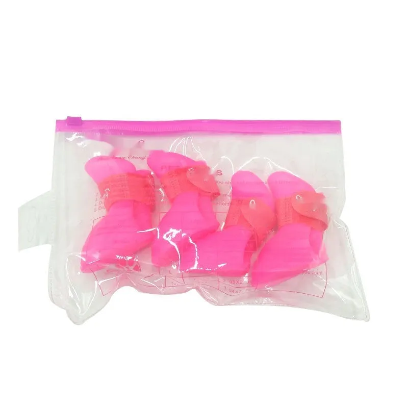 Rubber pet rain shoes with anti-slip soles for dog paw protection in wet weather