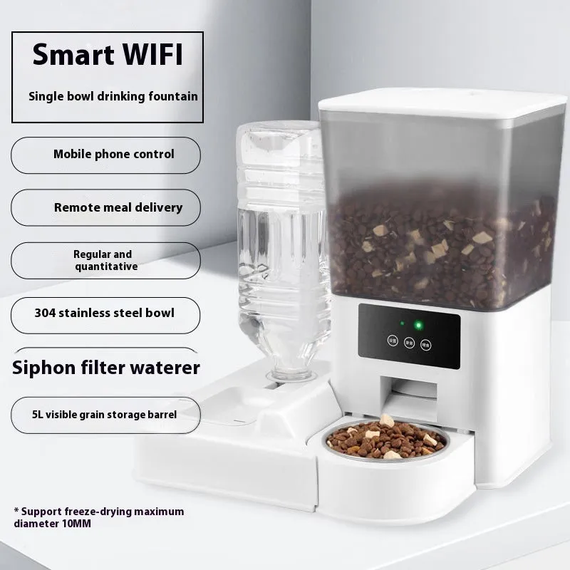 5L smart pet feeder with stainless steel bowl in four model variants for cats and dogs