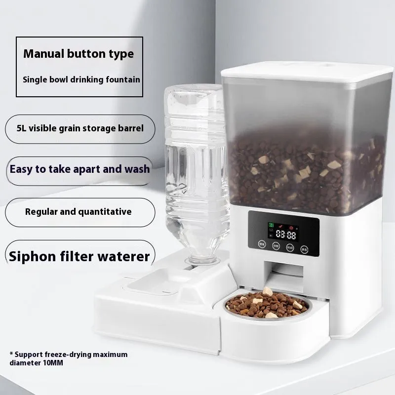 5L smart pet feeder with stainless steel bowl in four model variants for cats and dogs