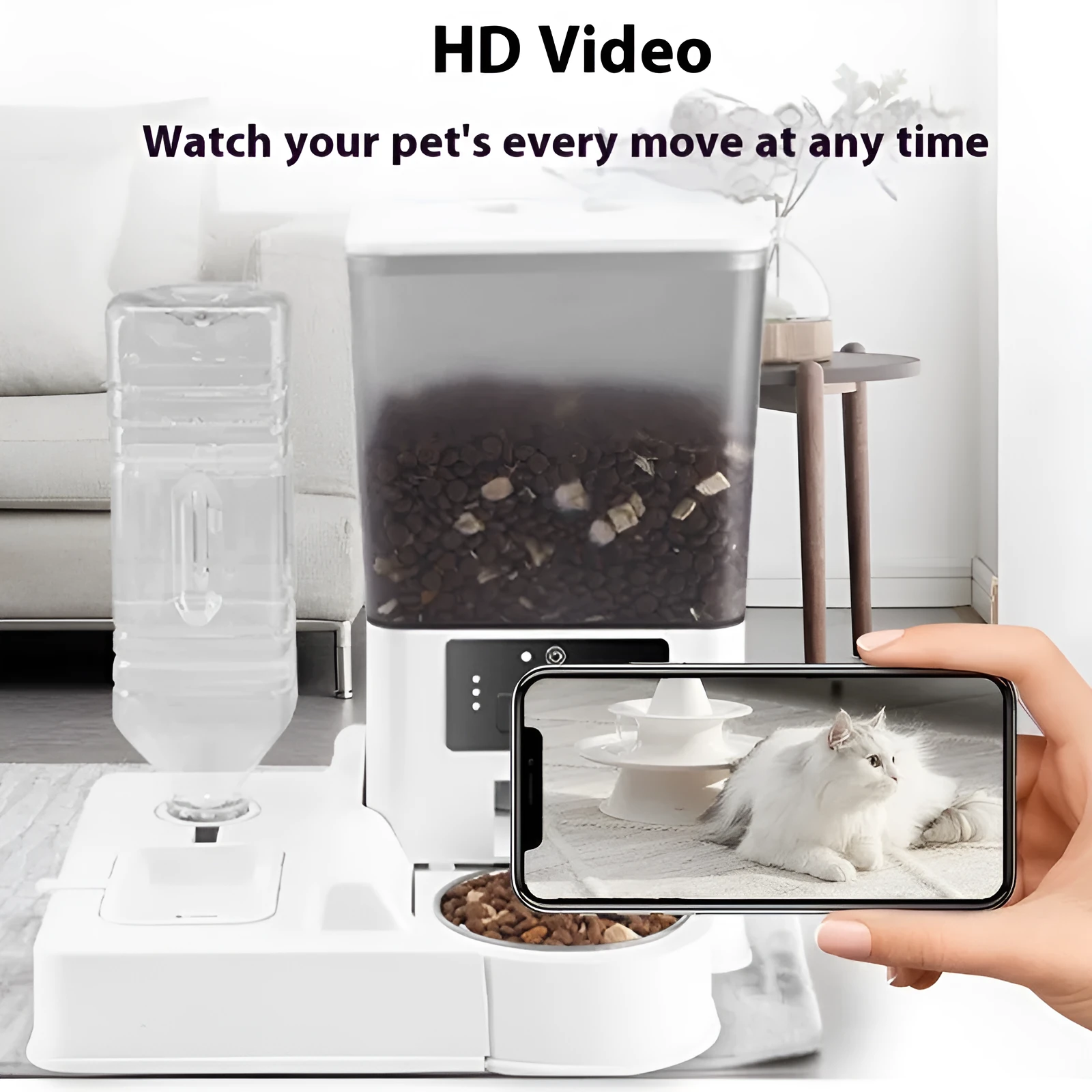 5L smart pet feeder with stainless steel bowl in four model variants for cats and dogs