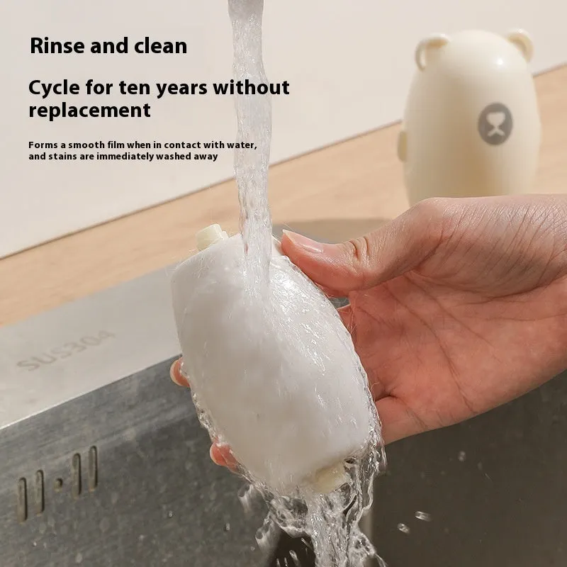 White washable lint roller with removable sticky head for removing hair and dust from fabrics.