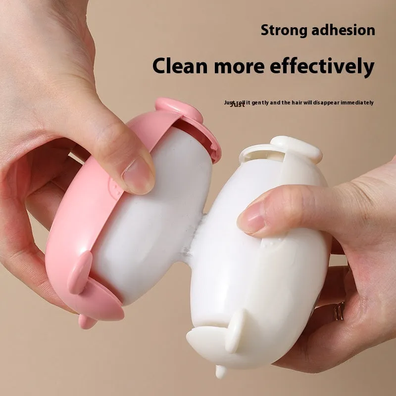 White washable lint roller with removable sticky head for removing hair and dust from fabrics.
