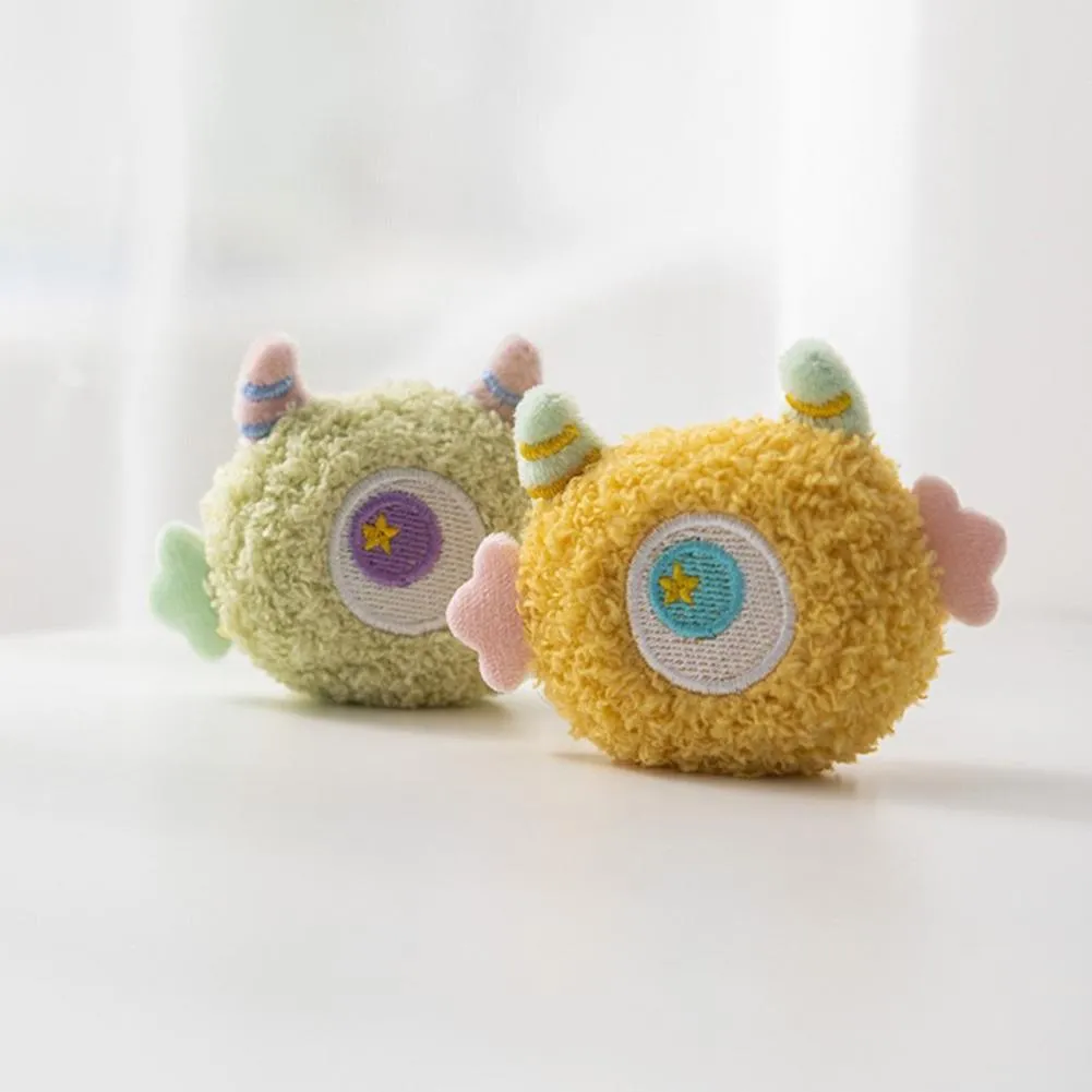Geek cartoon plush dog squeaky toy with big eyes measuring 8.5cm long
