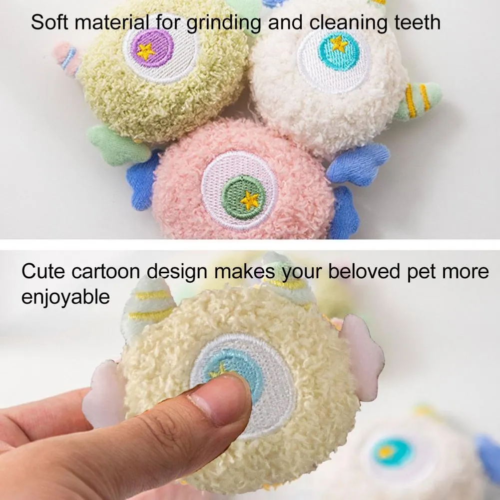 Geek cartoon plush dog squeaky toy with big eyes measuring 8.5cm long