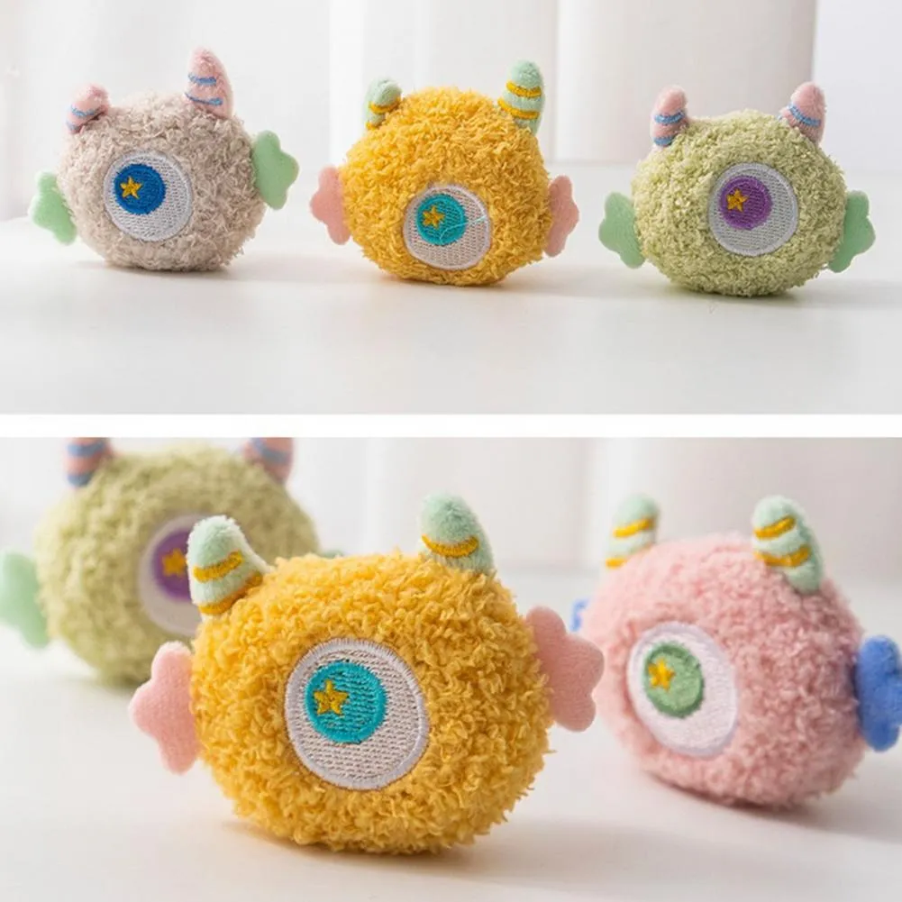 Geek cartoon plush dog squeaky toy with big eyes measuring 8.5cm long