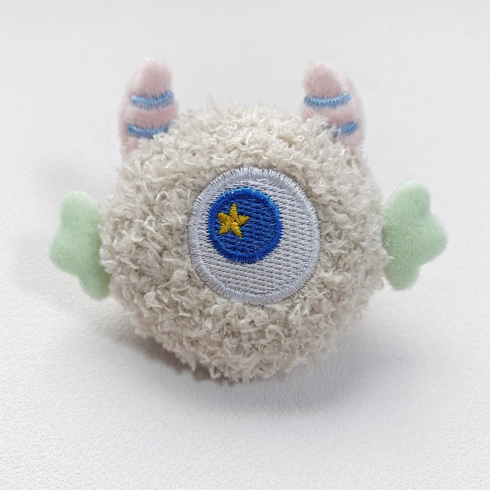 Geek cartoon plush dog squeaky toy with big eyes measuring 8.5cm long