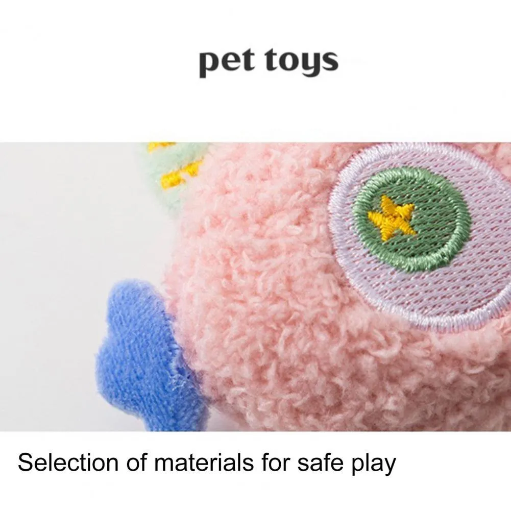 Geek cartoon plush dog squeaky toy with big eyes measuring 8.5cm long
