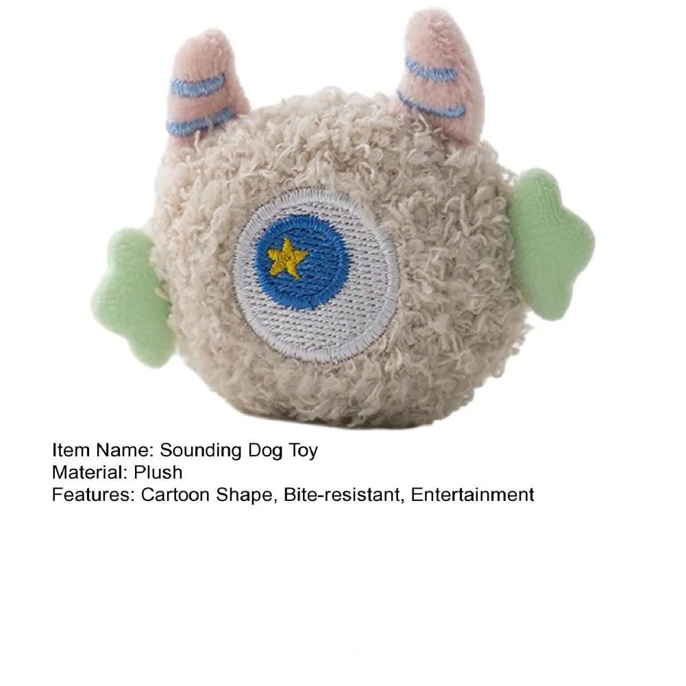 Geek cartoon plush dog squeaky toy with big eyes measuring 8.5cm long