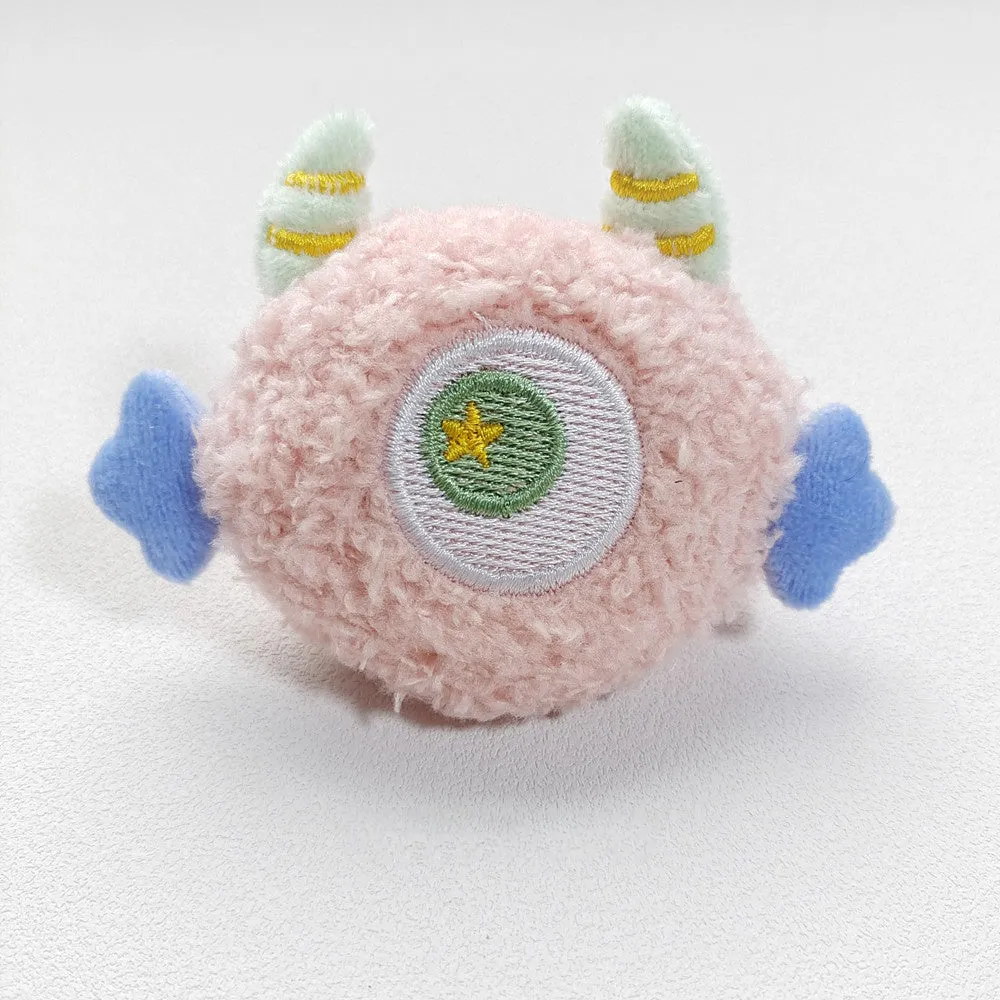 Geek cartoon plush dog squeaky toy with big eyes measuring 8.5cm long
