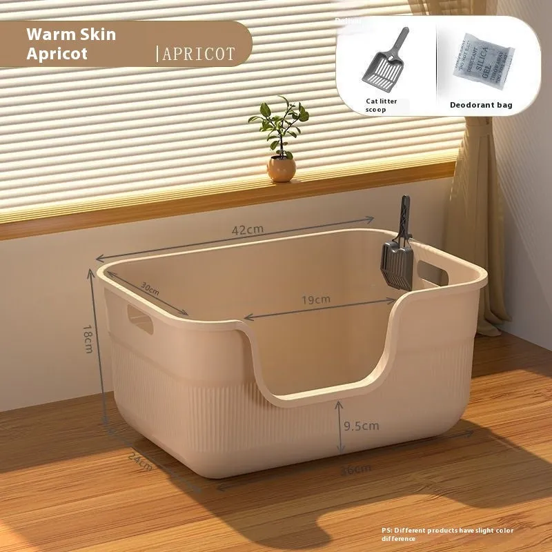 Oversized splash-proof cat litter box in multiple colours with extra large scoop included