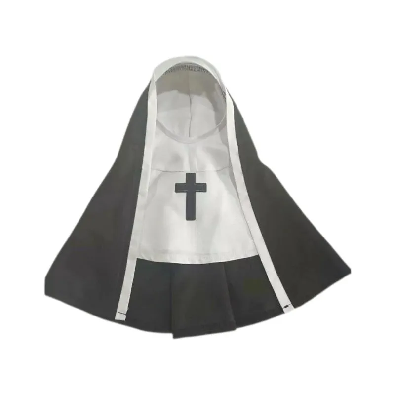 Black and white polyester nun costume cloak for a small dog on Halloween