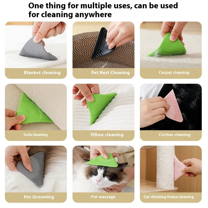 A PTE pet hair scraper brush tool for grooming pets and removing fur from fabrics.