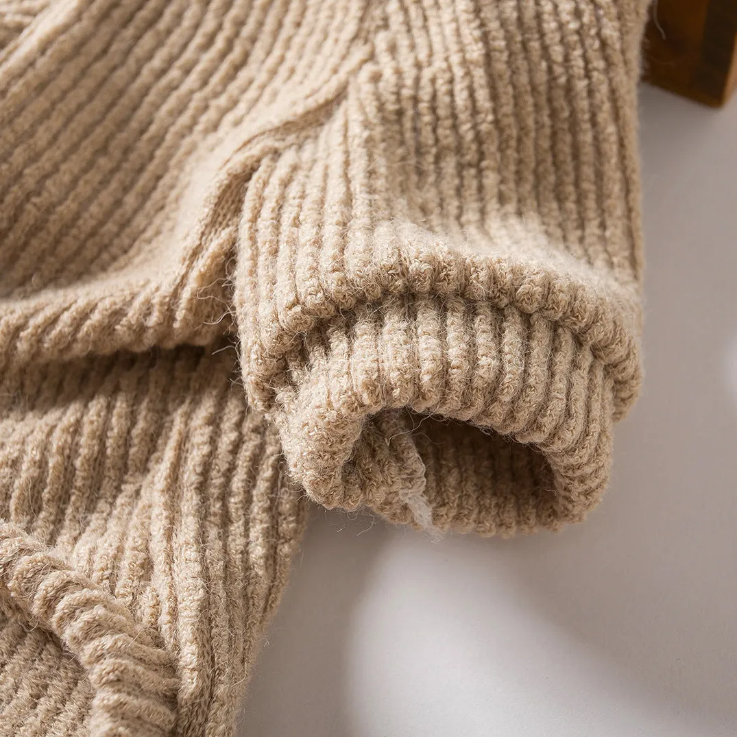 Brown cloth pullover sweater on a small dog, showing casual design and comfortable fit.