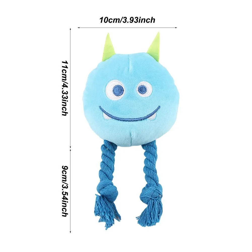 Blue and yellow cartoon dog squeaky toys with knot design for chewing