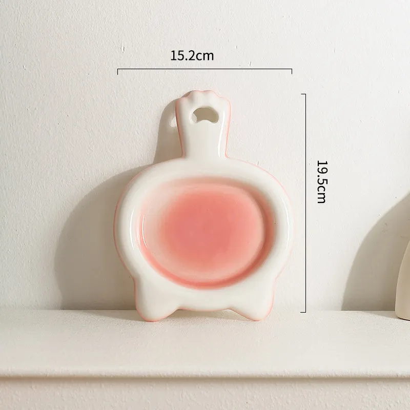 Ceramic cat bowl in blue, green, pink, or yellow colour with a shallow mouth design for pet food and water.
