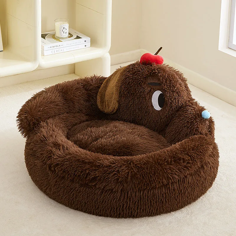 Plush high-sided sofa bed for small dogs and cats in medium or large size.