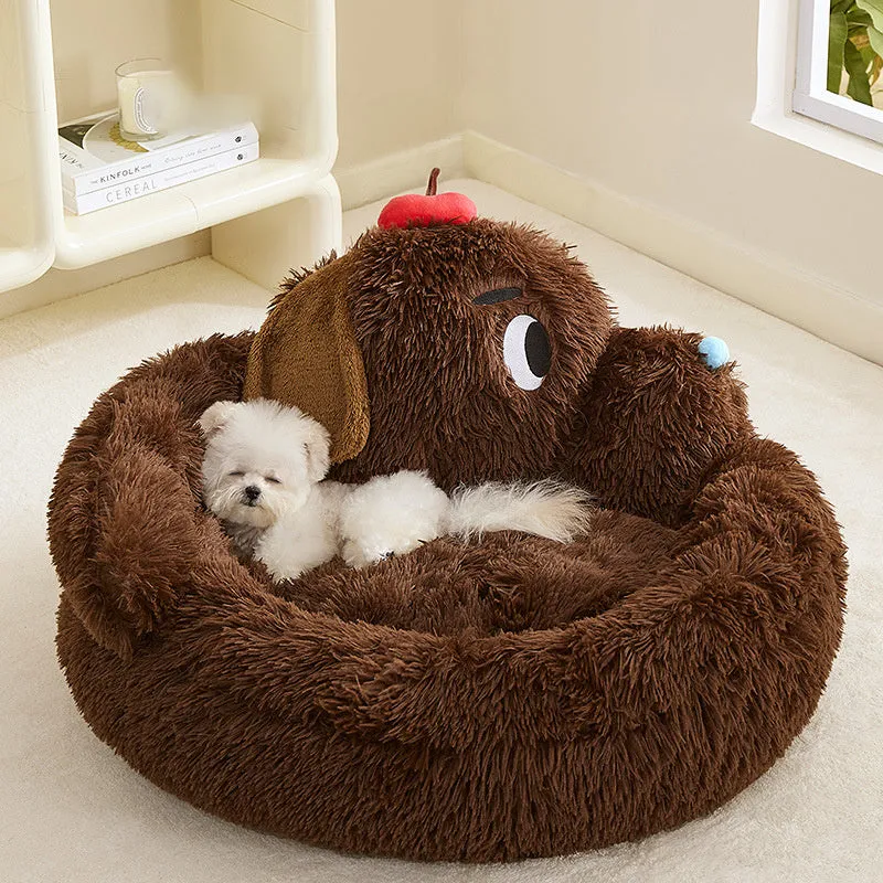 Plush high-sided sofa bed for small dogs and cats in medium or large size.