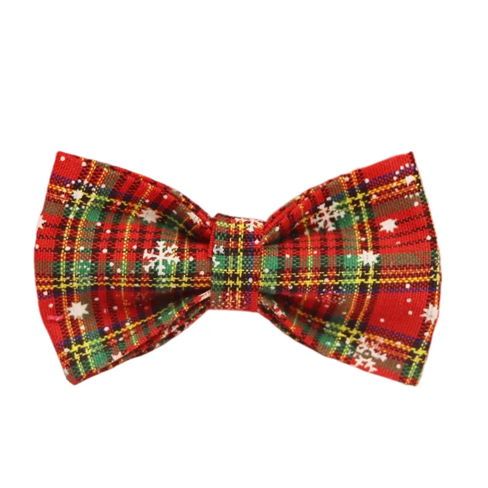 Green snowflake Christmas pet collar four-piece set with matching dog leash, vest and bow tie