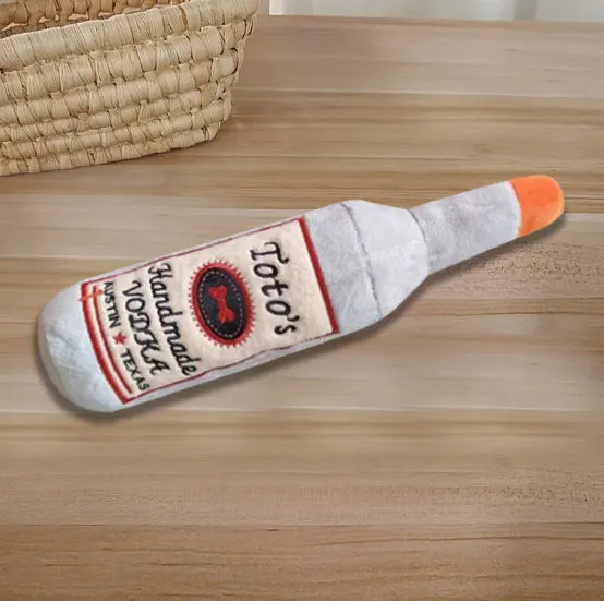Brown plush dog chew toy with sound bottle squeaker design for dental chewing satisfaction