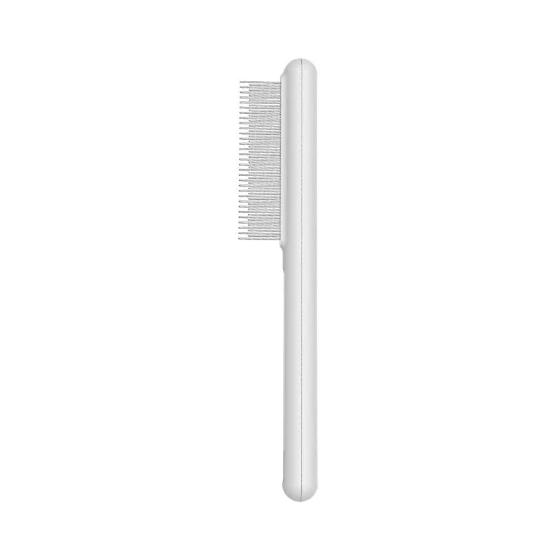 Green and white stainless steel cat combs with rounded teeth for gentle pet grooming