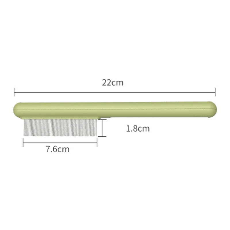 Green and white stainless steel cat combs with rounded teeth for gentle pet grooming
