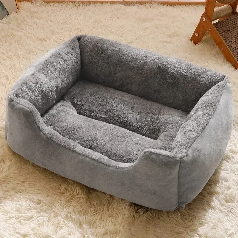 Short plush cat bed for pets shown in one of five colours and available in five sizes.