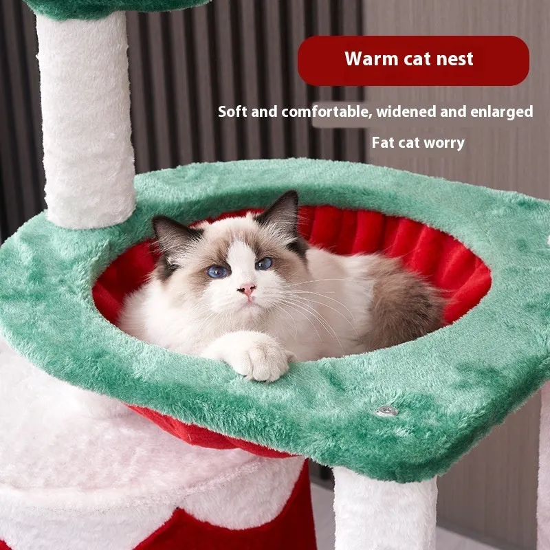 Density plate cat scratching post with integrated toy in Christmas colours